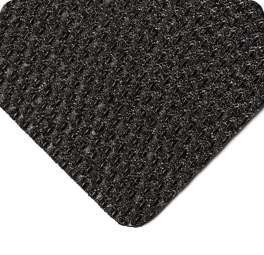 Abrasive Coated Kushion Walk Floor Matting - Un-slotted, Black, 3/8in