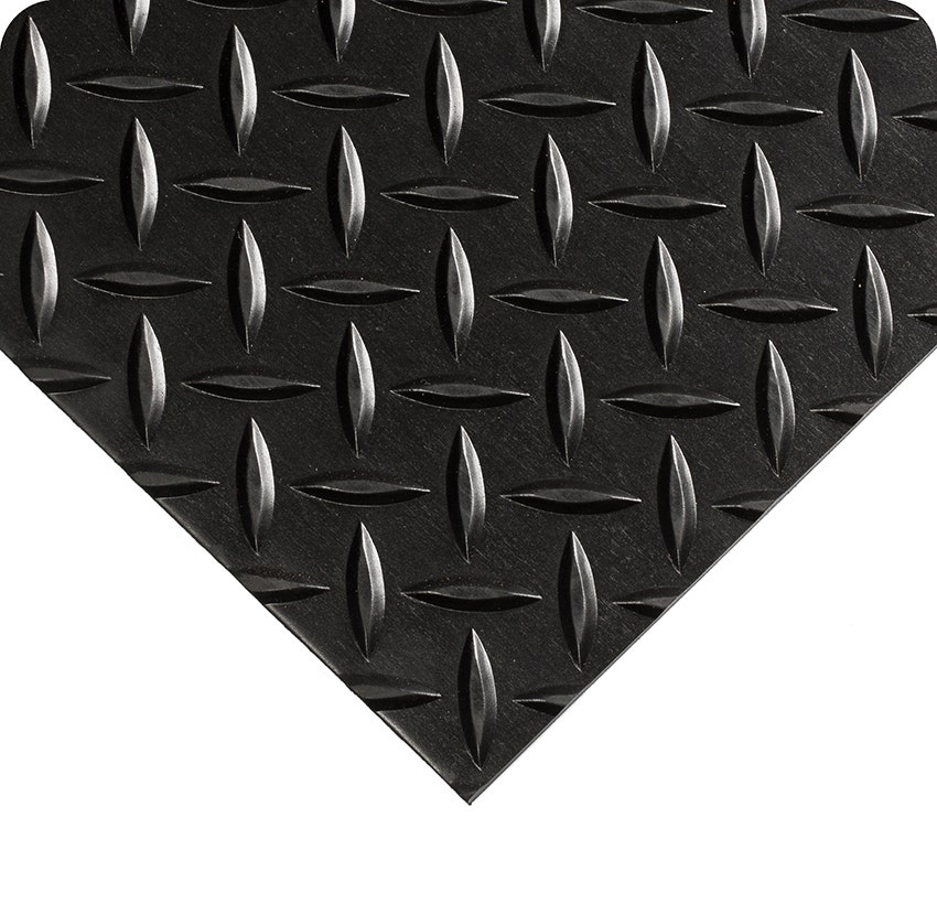 Switchboard Non-conductive Matting - Diamond-plate Traction Surface - 1/4in Thick Black