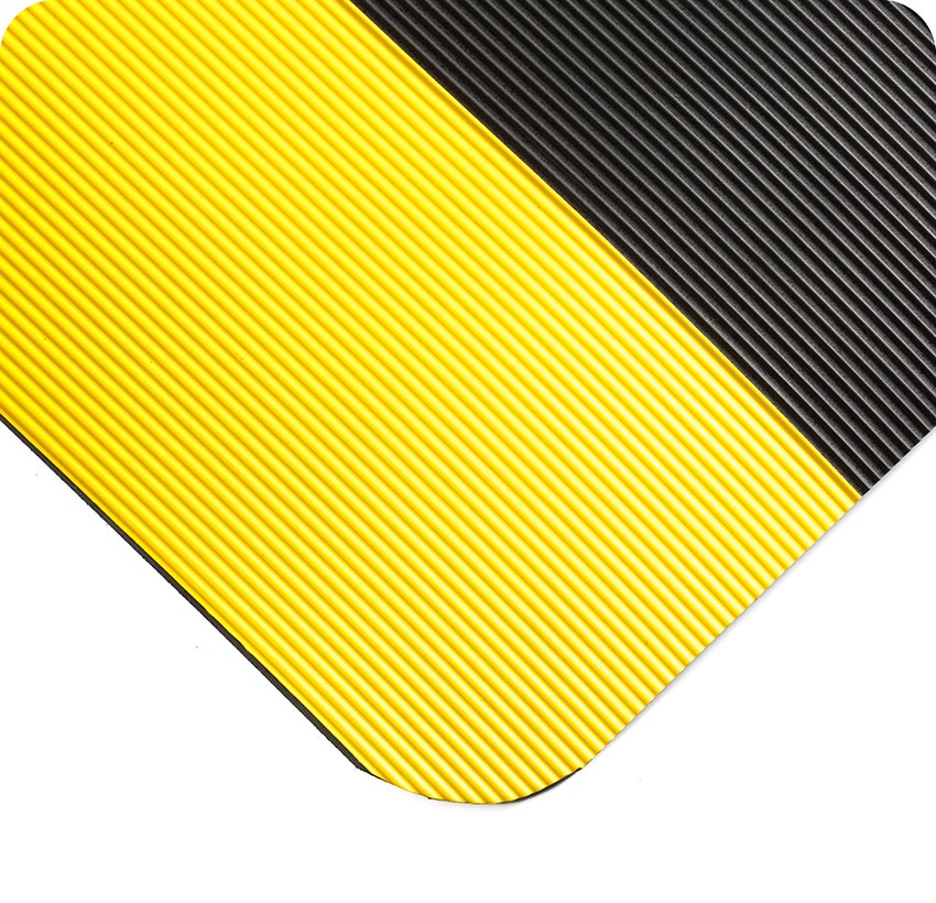 Double Duty Corrugated Switchboard Anti-fatigue Mat - Black with Yellow Borders