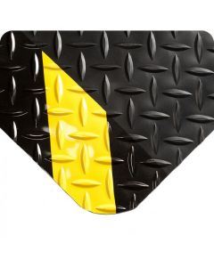 Premium Diamond-Plate Anti-fatigue Floor Mat - Black with Chevron Borders