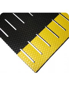 Kushion Walk Slotted Floor Matting 3/8 Inch Thick - Black w/Yellow Borders