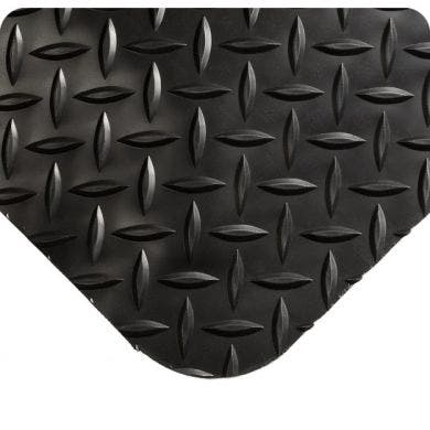 Premium Diamond-Plate Anti-fatigue Workstation mat- Black corner