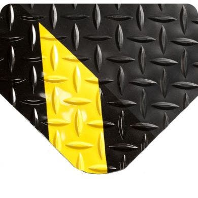 Premium Diamond-Plate Anti-fatigue Floor Mat - Black with Chevron Borders