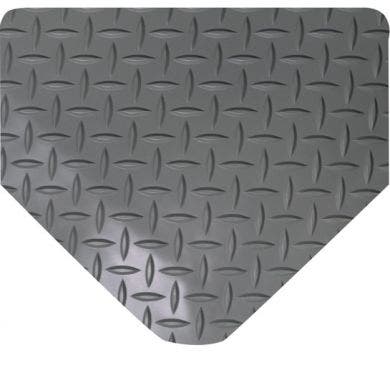Premium Diamond-Plate Anti-fatigue Workstation mat- Gray corner shot
