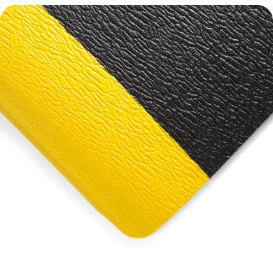 Deluxe Soft Step 5/8 Inch Thick Anti Fatigue Matting & Matting Rolls - Black w/Yellow Borders 
