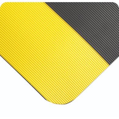 Corrugated Switchboard Matting, 30,000 Volts, Ribbed, 1/4in Thick, Black with Yellow Borders