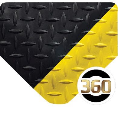 UltraSoft Diamond-Plate Nitricell SpongeCote with Stay-Put Finish Mat – Black w/ Yellow Borders