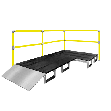 Foundation platform system can be customized to have railing and ramps.