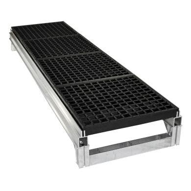Foundation modular platform system with open surface allows for easy drainage and airflow.