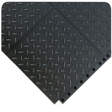 24/SEVEN® LockSafe® MAX Rubber Interlocking Floor Tiles - Diamond-Plate 3 ft x 3 ft Grease Resistant