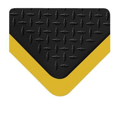 Smart Step Maxum Dual - Diamond-Plate No-Slip Floor Mat by Wellness Mats - Black w Yellow Border