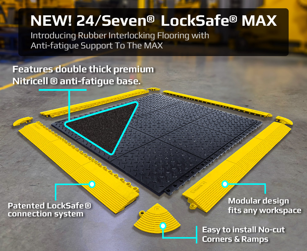 24/SEVEN LockSafe MAX has maximum anti-fatigue properties with a double thick Nitricell spongebase with a secure positive interlocking system.
