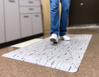 Tile-Top with gray marbleized surface.