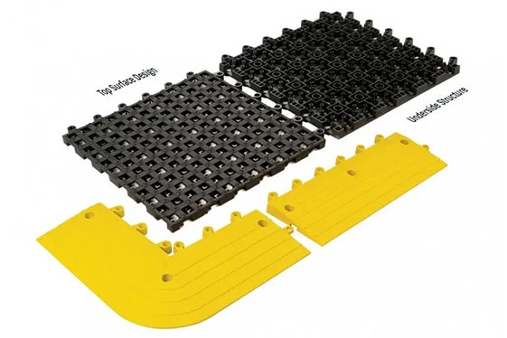 ErgoDeck Flooring Tiles With Integrated No-Slip Cleats - Open Drainage
