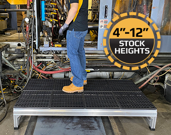 Wearwell's Foundation platform kits have a range of stock heights from 4 to 12 inches