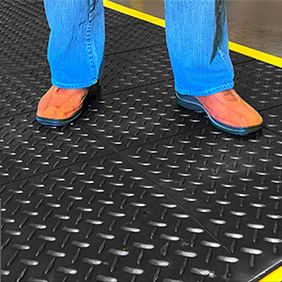 Diamond-Plate's raised surface provides durable traction for busy environments.