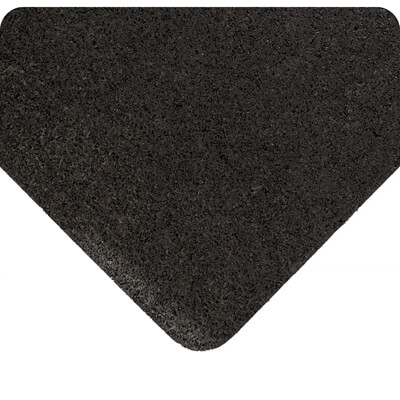 Wearwell Natural Rubber 447 UltraSoft WeldSafe Anti-Fatigue Beveled Mat 2 Width x 3 Length x 7/8 Thickness Black for Dry Areas 